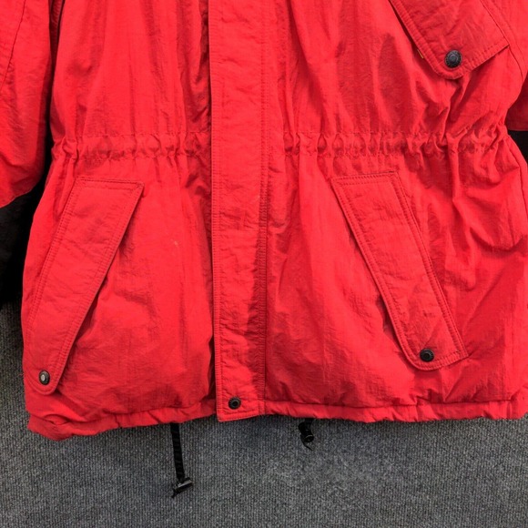 Marlboro Country Store Men's Down Hooded Puffer Jacket Red Medium Vintage - Picture 3 of 16